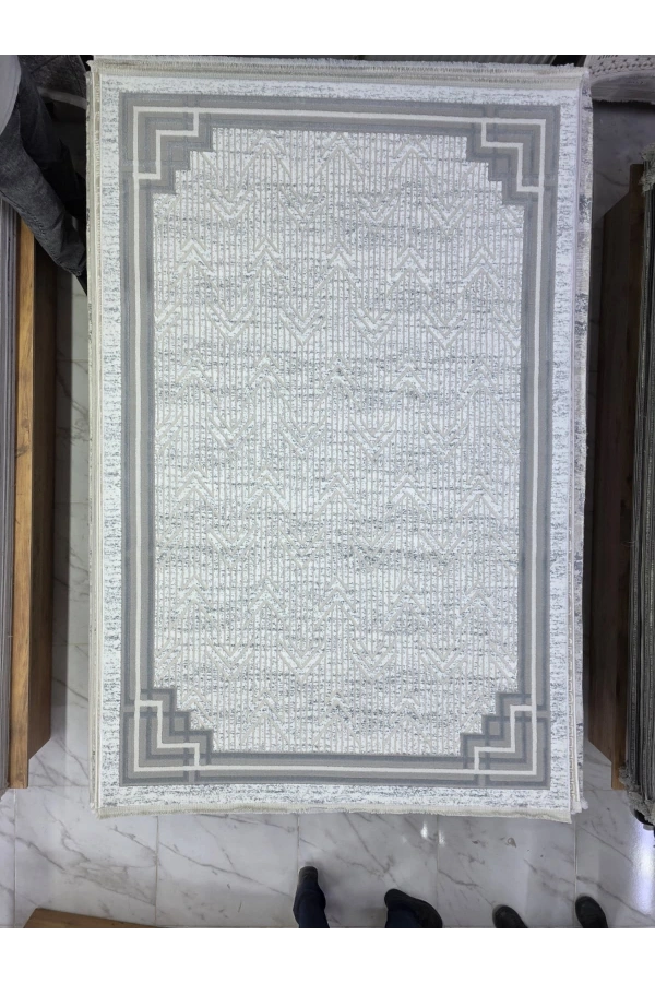 Odak İnci H5955A Gri Beyaz Halı 150x220