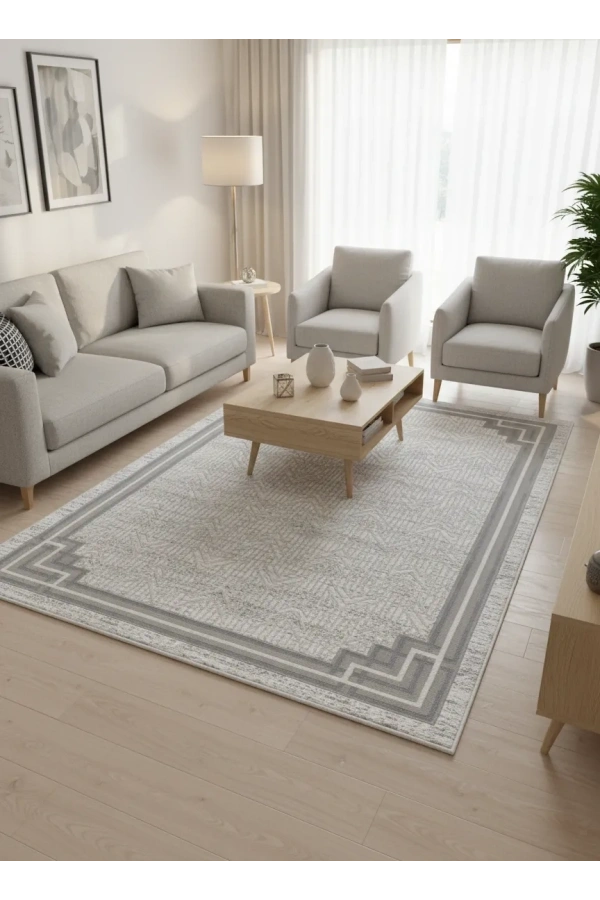 Odak İnci H5955A Gri Beyaz Halı 150x220