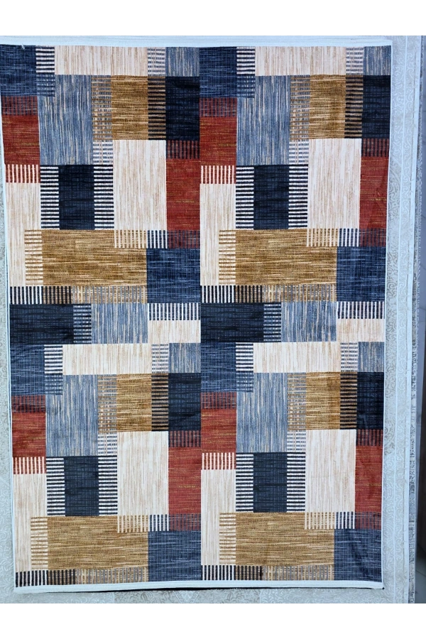 Bellino 4936 Mavi Kırmızı Patchwork Blok Halı 160x230