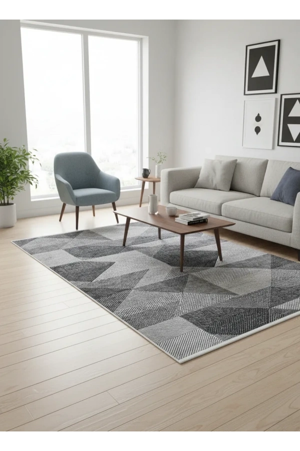 Bellino 4928 Gri Geometrik Üçgen Halı 160x230