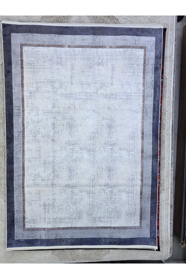 Bellino 4906 Gri Beyaz Eskitme Bordürlü Halı 160x230