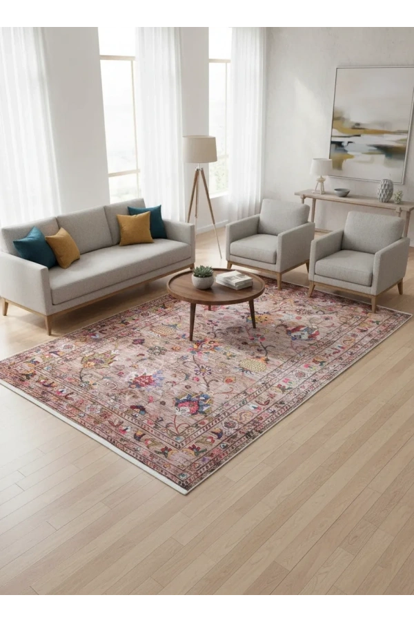 Bellino 4893 Bej Çiçekli Ziegler Halı 160x230