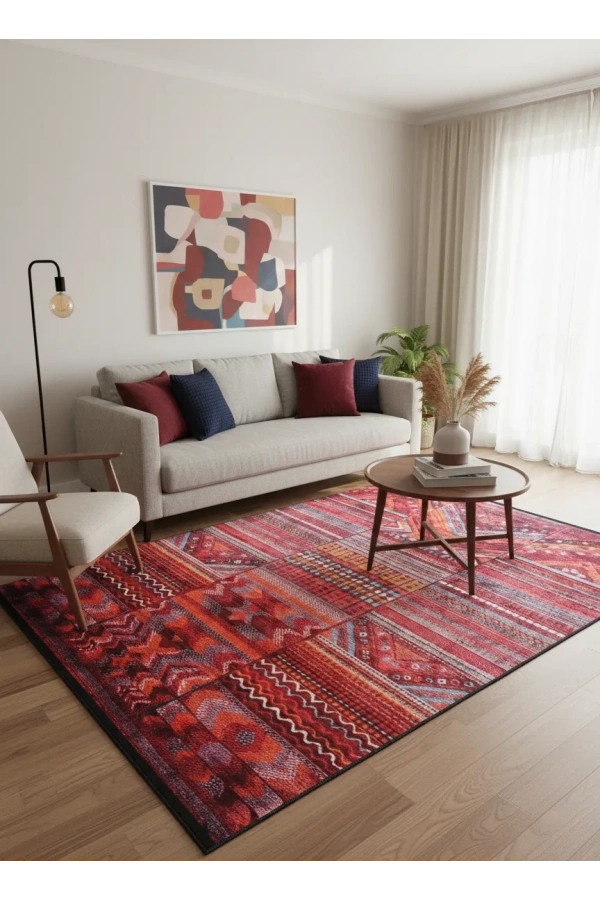 Bellino 4891 Kırmızı Etnik Kilim Halı 160x260
