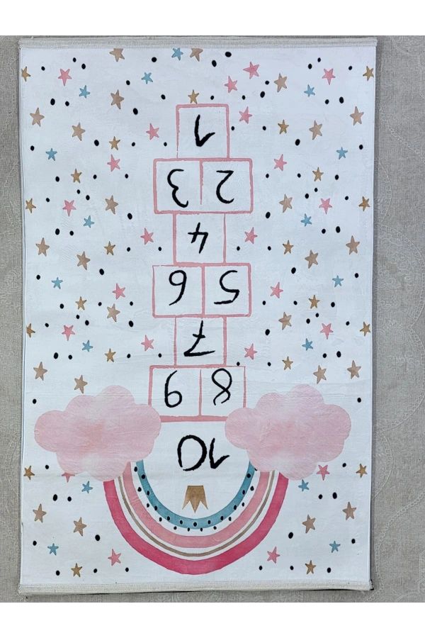 Bellino 5490 Çocuk Atlama Taşı Halısı Gökkuşağı Yıldızlı 120x180