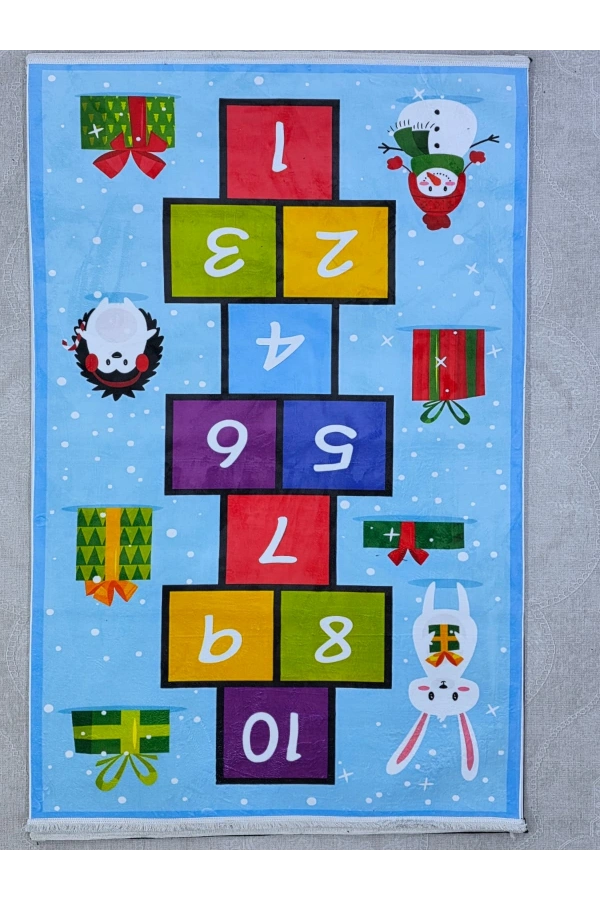 Bellino 5485 Çocuk Atlama Taşı Halısı Yılbaşı Temalı 120x180