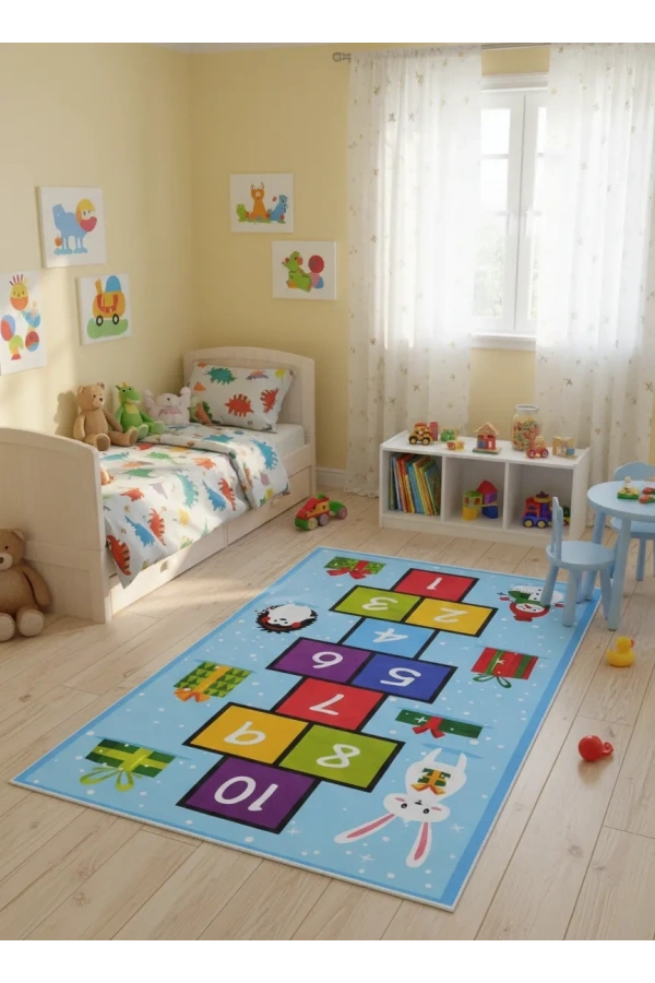 Bellino 5485 Çocuk Atlama Taşı Halısı Yılbaşı Temalı 120x180