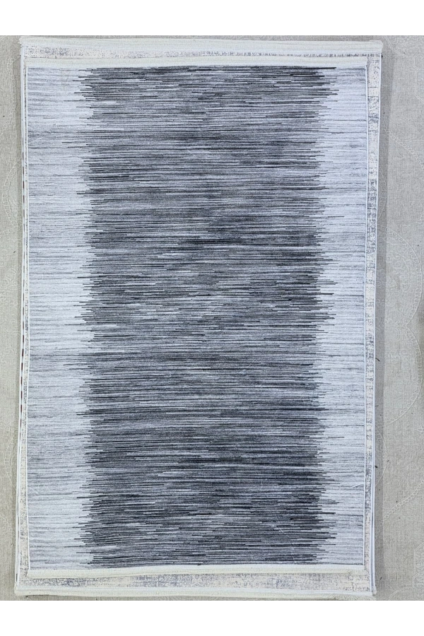 Bellino 4431 Beyaz Siyah Çizgili Gradyan Halı 120x180