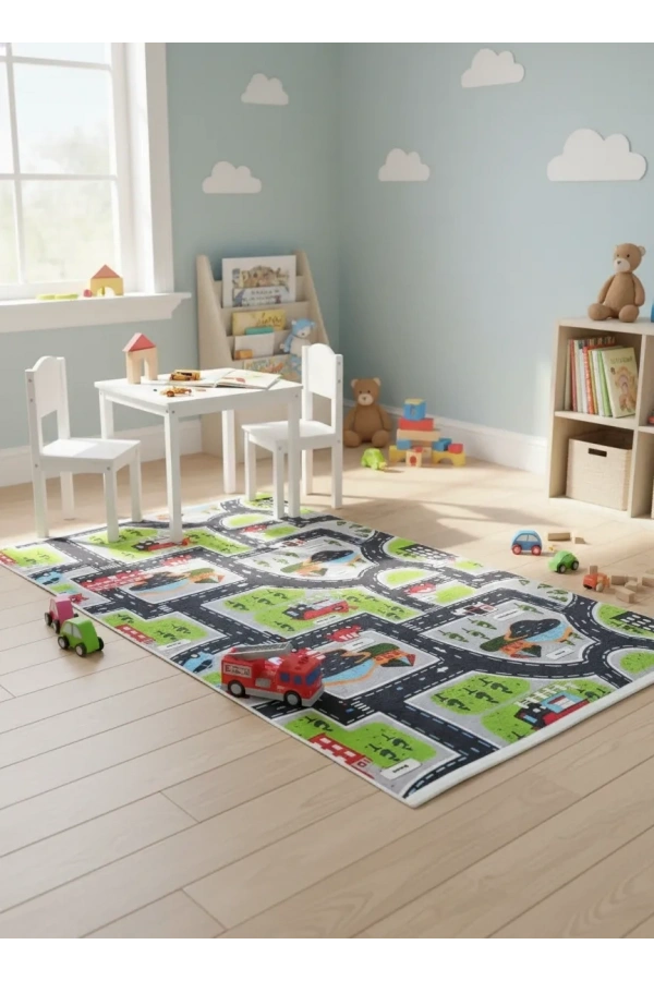 Bellino 5443 Gri Siyah Berberi Elmas Geometrik Halı 80x150