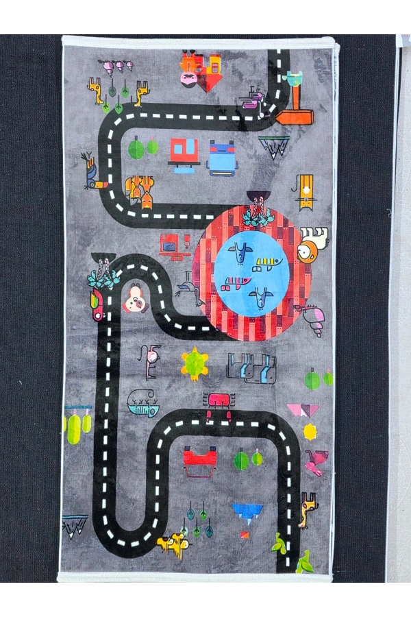 Bellino 5472 Çocuk Oyun Halısı Hayvan Trafik Temalı 80x150