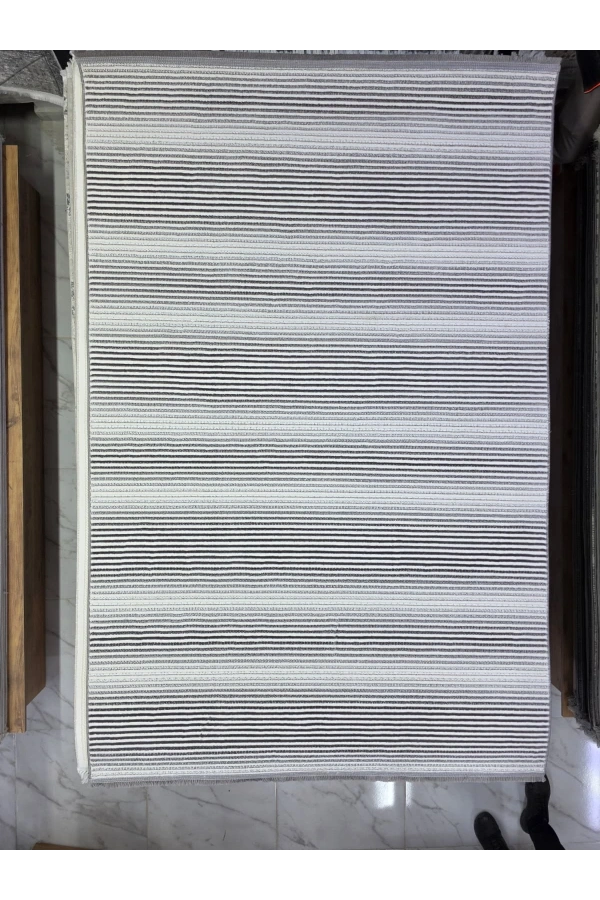 Kevser Kilyos NU1147 Gri İnce Çizgili Dokuma Halı 150x230