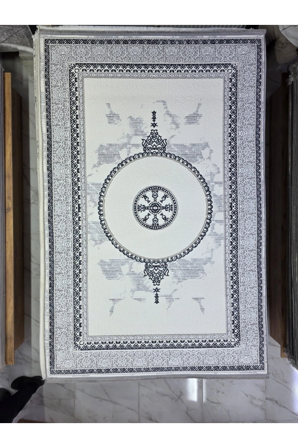 Kevser Kilyos NU1161 Antrasit Madalyonlu Halı 150x230