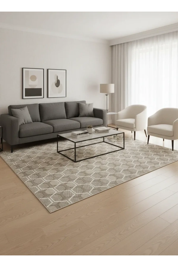 Sarar Lüx Bej Vizon İri Petek Halı