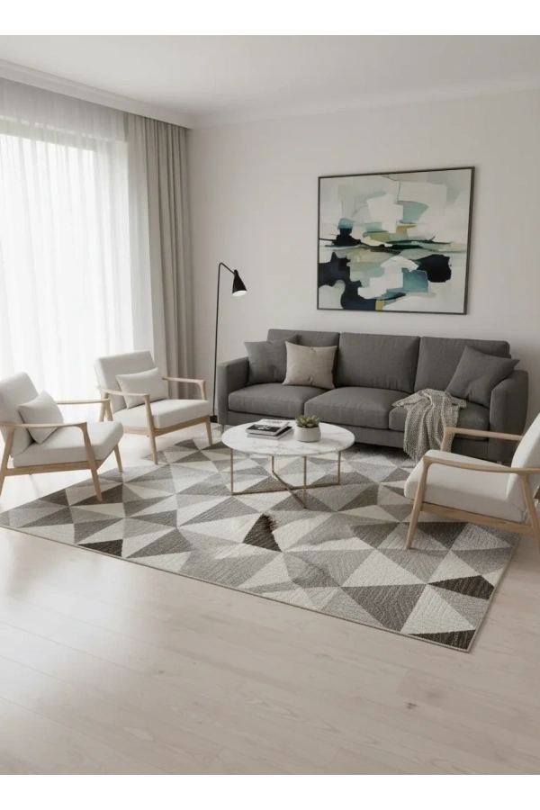 Sarar Lüx Gri Kahve Kristal Üçgen Halı