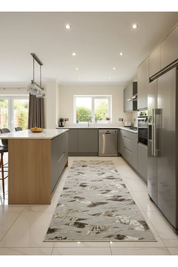 Sarar Lüx Krem Kahve Dalgalı Zikzak Halı