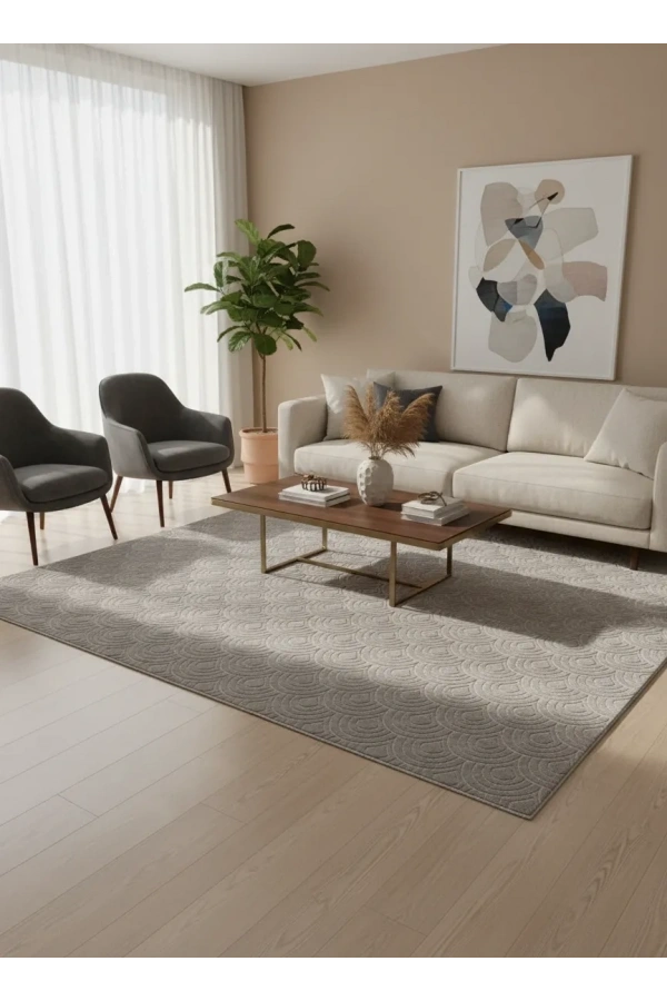 Aksu Bej Vizon Balık Pulu Damla Halı