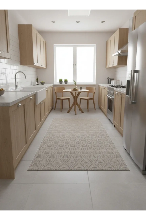 Aksu Bej Vizon Balık Pulu Damla Halı