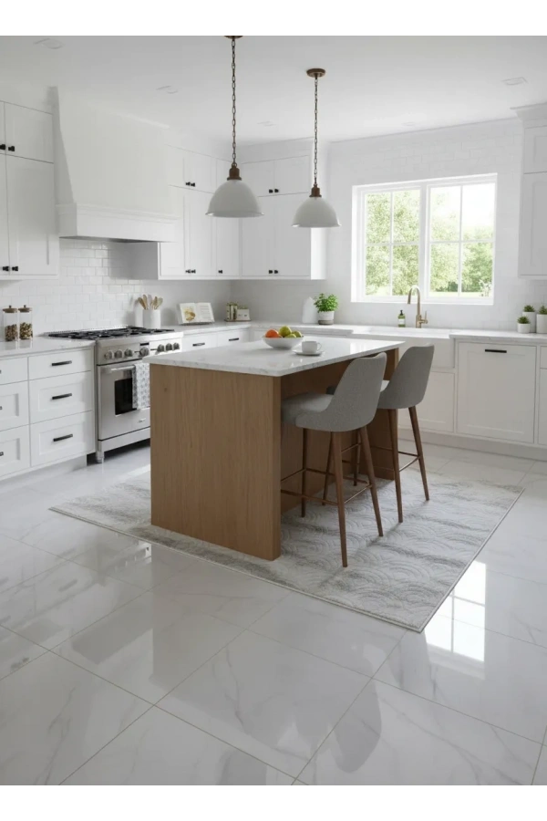 Aksu Krem Gri Balık Pulu Eskitme Halı