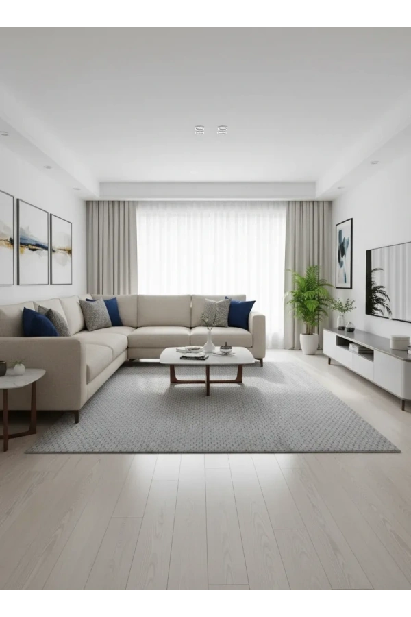 Aksu Açık Mavi Gri Petek Halı