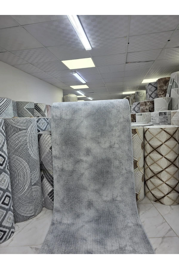 Aksu Gri Bej Eskitme Petek Halı