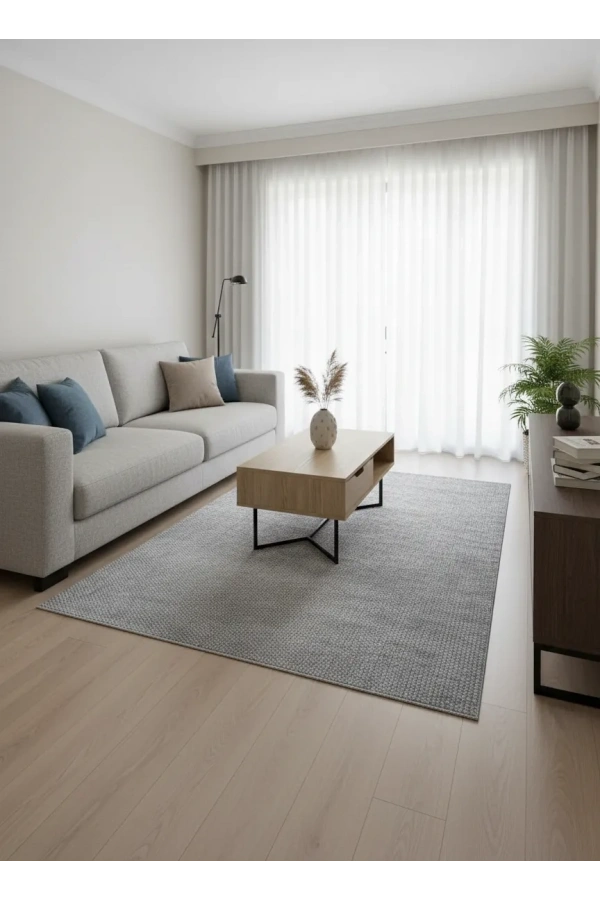 Aksu Gri Bej Eskitme Petek Halı