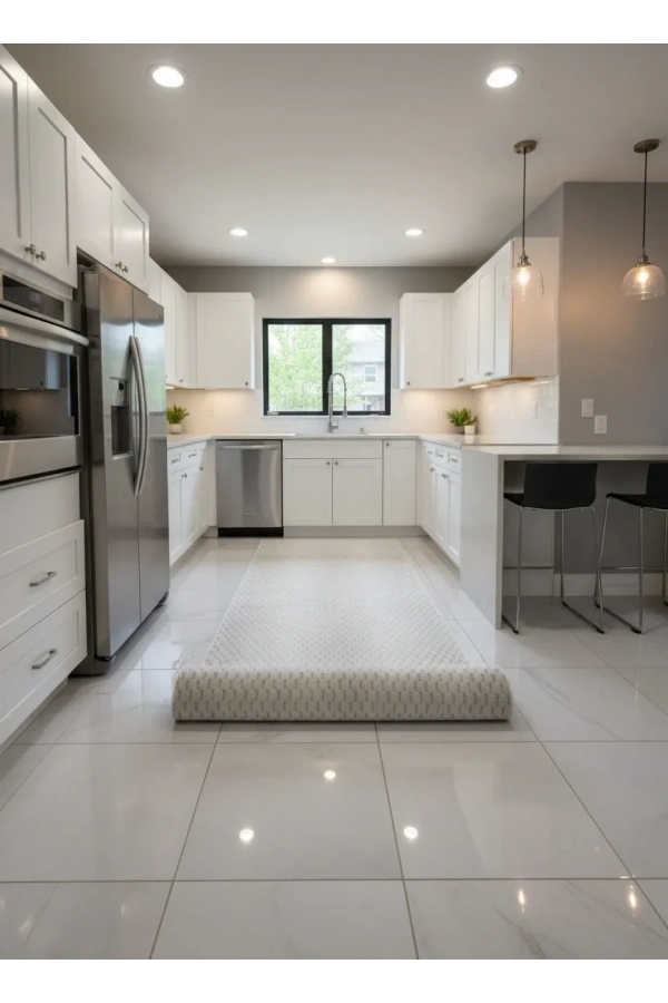 Aksu Krem Beyaz Petek Kabartmalı Sade Halı