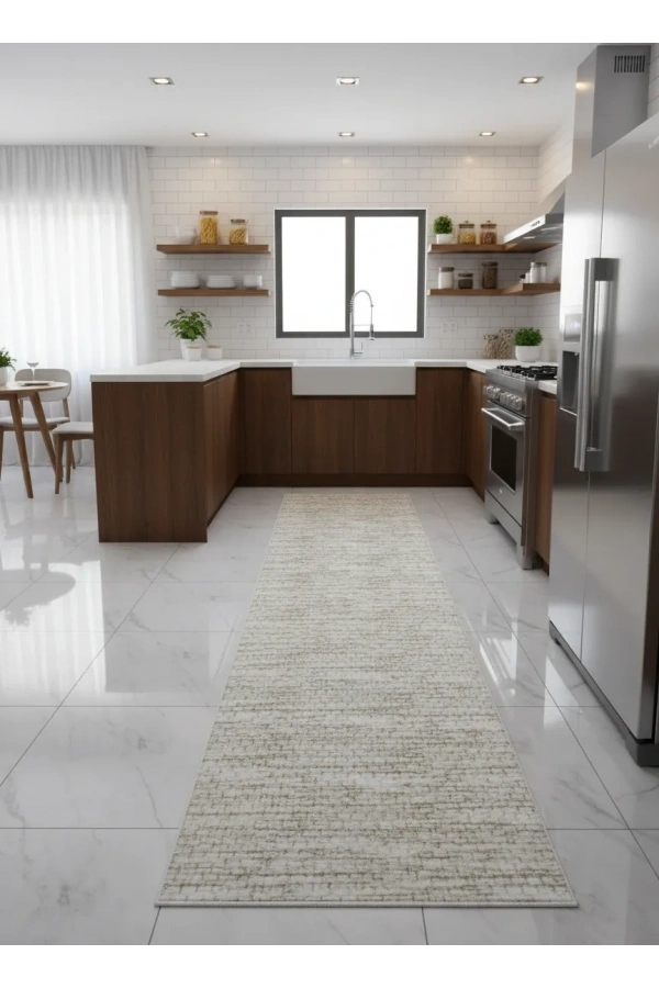 Aksu Krem Bej Art Deco Elmas Yelpaze Halı