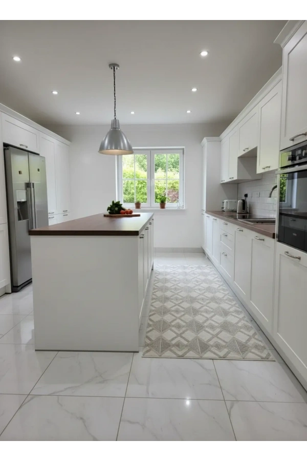 Aksu Gri Petek Kabartmalı Halı