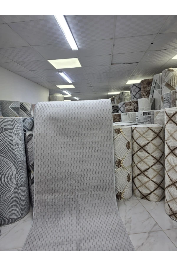 Aksu Bej Vizon Dalgalı Organik Halı