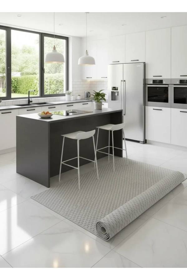 Aksu Bej Vizon Dalgalı Organik Halı