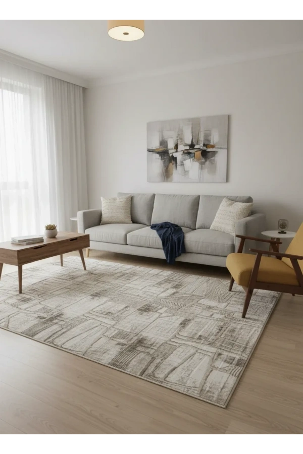 Sarar Plus Beyaz Spiral Kabartmalı Halı 2