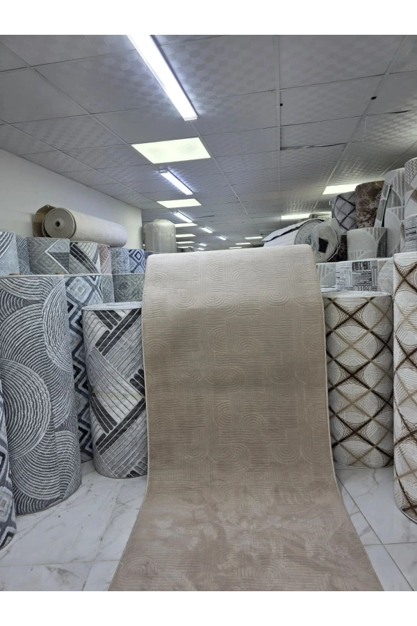 Sarar Plus Bej Spiral Kabartmalı Halı