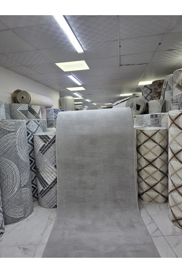 Sarar Plus Gri Spiral Kabartmalı Halı