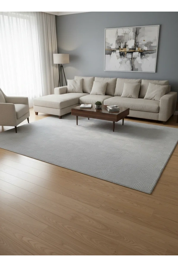 Sarar Plus Gri Spiral Kabartmalı Halı