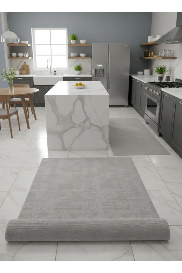 Sarar Plus Gri Spiral Kabartmalı Halı