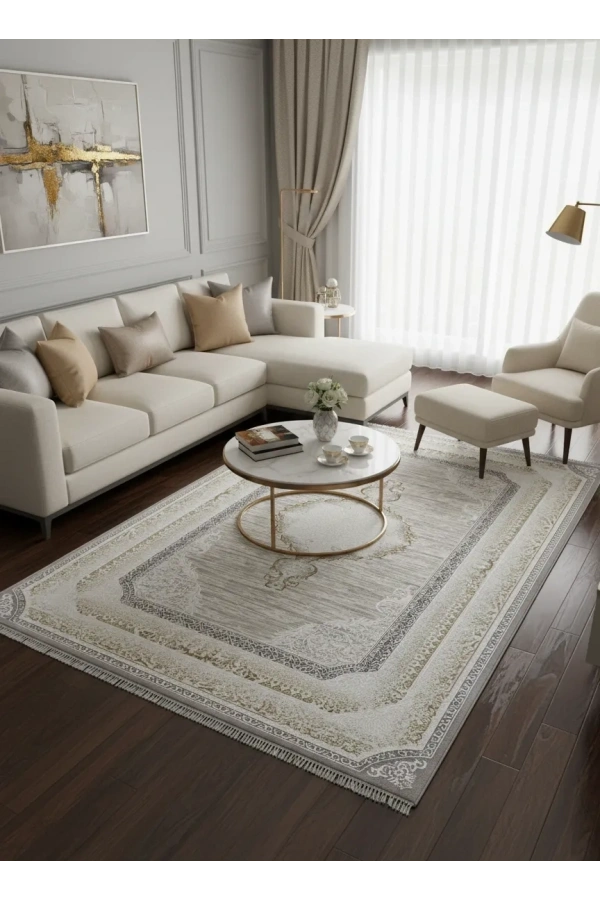 Sevimli Avanos AK187 Beyaz Gold Floş Modern Halı 200x290
