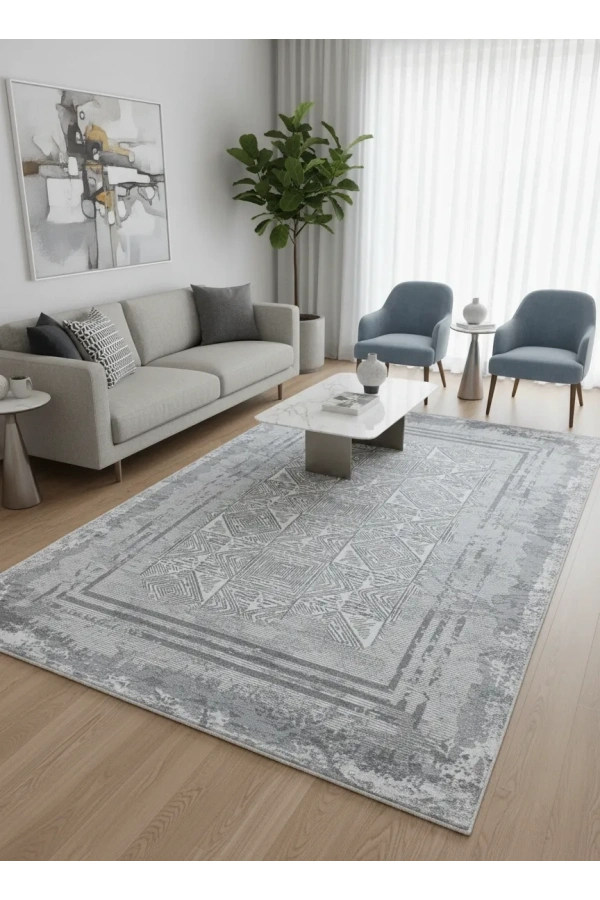 Sevimli Avanos AK082 Açık Gri Eskitme Efektli Floş Halı 200x290