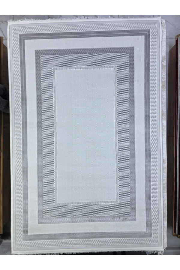 Sevimli Avanos AK107 Açık Gri Floş Modern Çerçeveli Halı 200x290