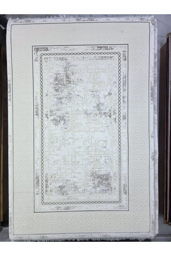 Sevimli Avanos AK076 Beyaz Gri Floş Modern Halı 200x290