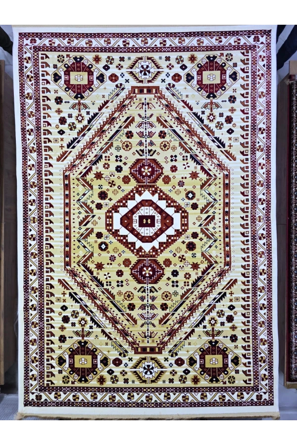 Hereke Classic 2350C Krem Kazak Geometrik Klasik Halı 200x290