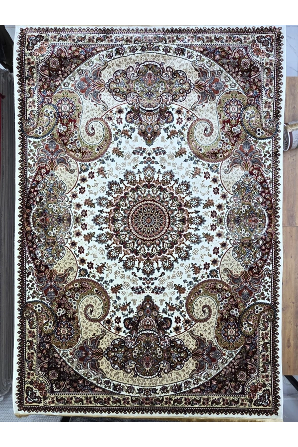 Asar Yün İpek H4030C Krem Herati Çiçekli Klasik Halı 200x290