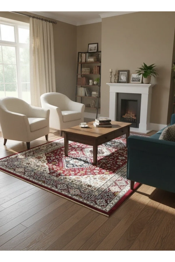 Asar Yün İpek H4320A Koyu Kırmızı Klasik Halı 200x290