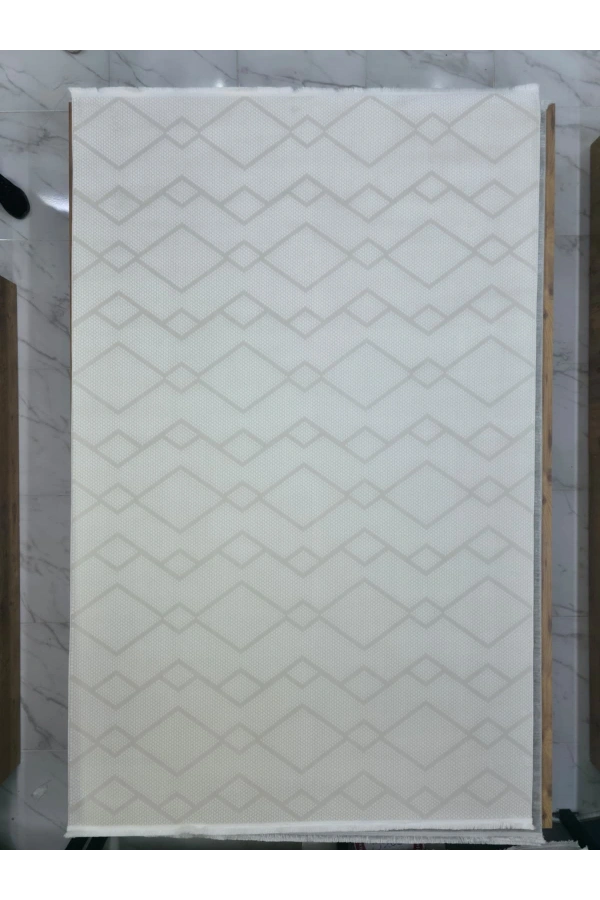 Veseo Armoni 40145A Krem Halı 200x290 | Baklava Çerçeve Geometrik Krem Halı