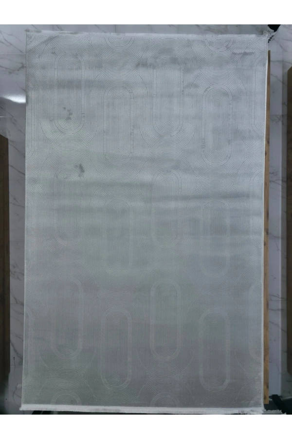 Veseo Armoni 40194B Açık Gri Halı 200x290 | Oval Yiv Gri Modern Halı