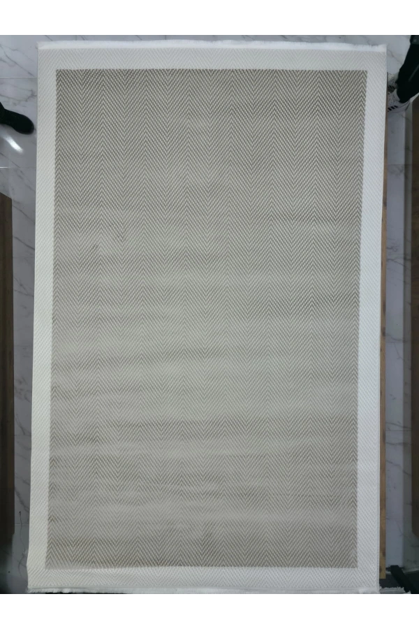Veseo Armoni 40180B Krem Açık Bej Halı 200x290 | Balıksırtı Çerçeveli Halı