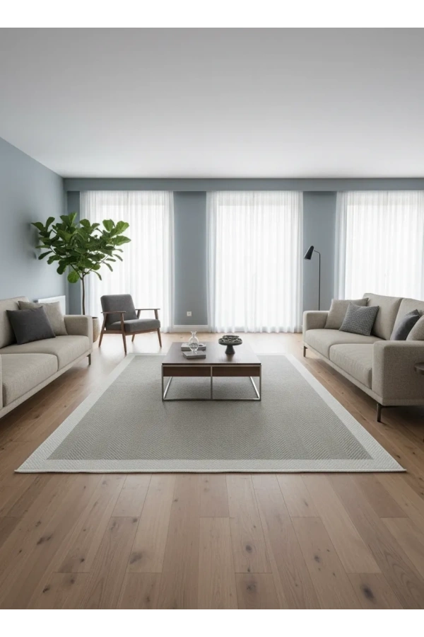 Veseo Armoni 40180B Krem Açık Bej Halı 200x290 | Balıksırtı Çerçeveli Halı