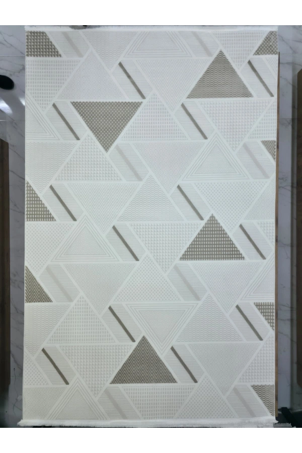 Veseo Armoni 40177A Krem Açık Bej Halı 200x290 | Üçgen Geometrik Çok Renkli Halı