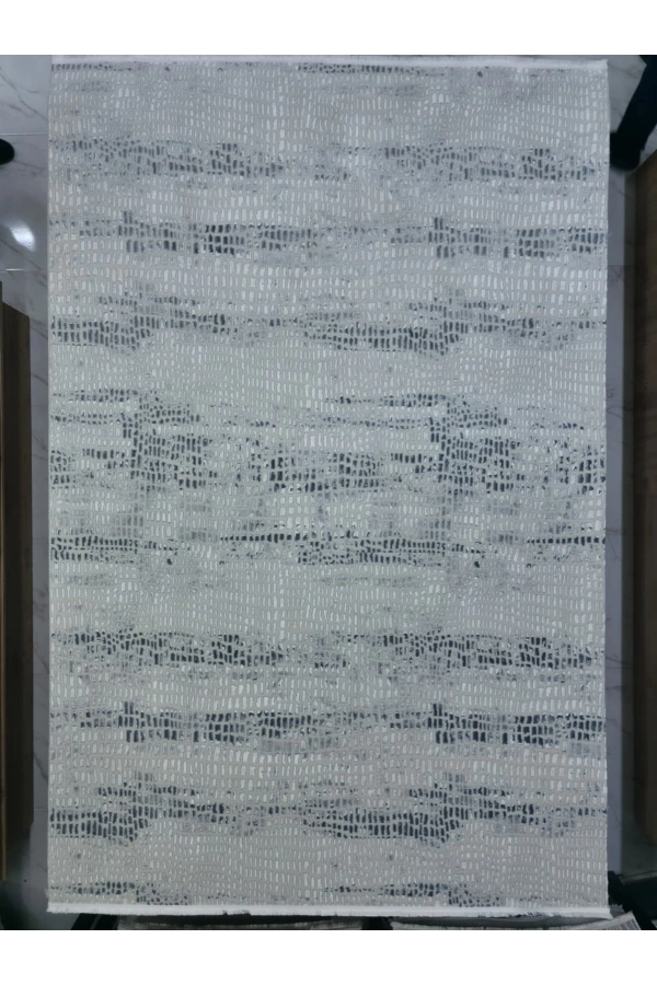 Stil 10029A Açık Gri Koyu Gri Halı 200x290 | Balıksırtı Mozaik Gri Halı