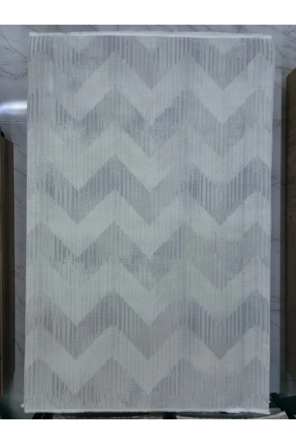 Stil 10001A Krem Halı 200x290 | Şevron Ok İşareti Desenli Krem Halı