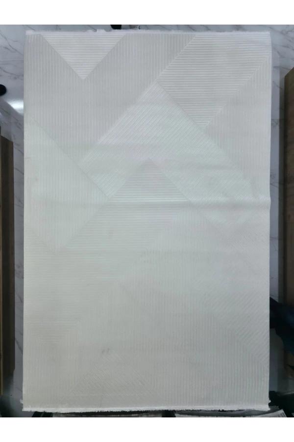 Stil 06796A Krem Halı 200x290 | Geometrik Kesme Çizgili Minimalist Halı