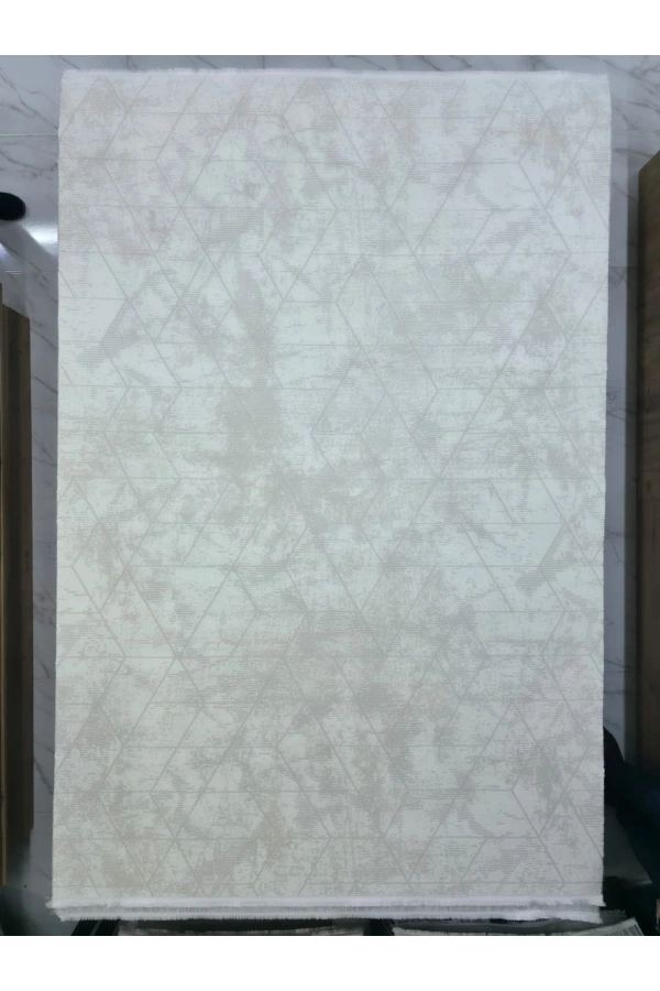 Stil 06634A Krem Halı 200x290 | Baklava Desen Geometrik Krem Halı